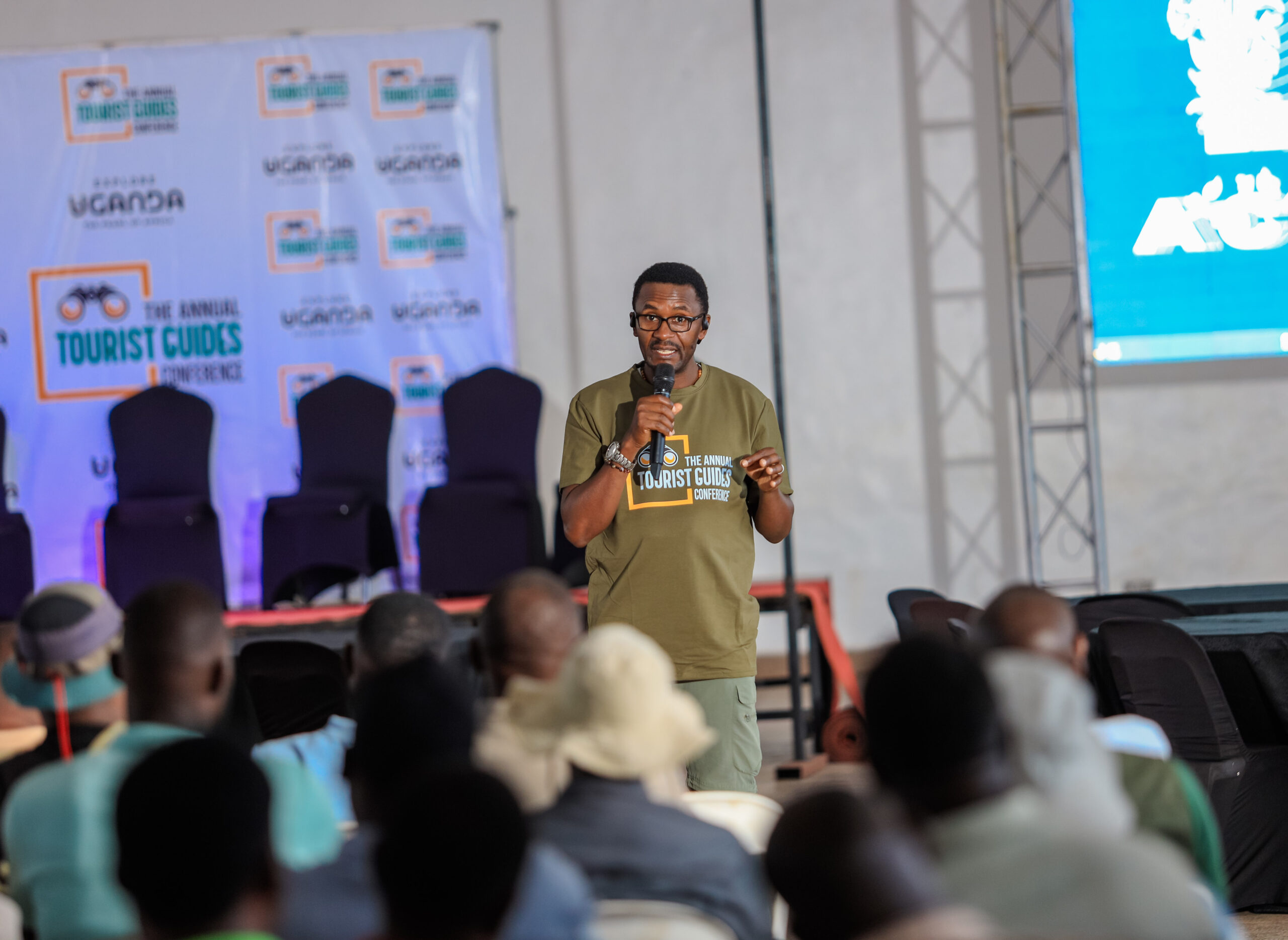 Johnnie Kamugisha addressing the tour gides