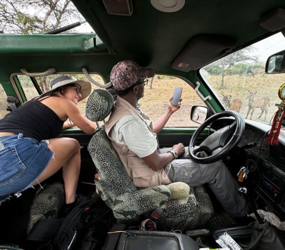 Taking a picture of the Impala while chatting